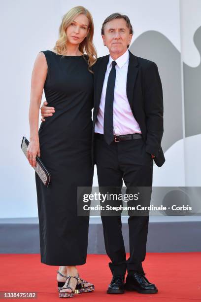Nikki Butler and Tim Roth attend the red carpet of the movie "Sundown" during the 78th Venice International Film Festival on September 05, 2021 in...