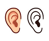 Cartoon ear color and line icon