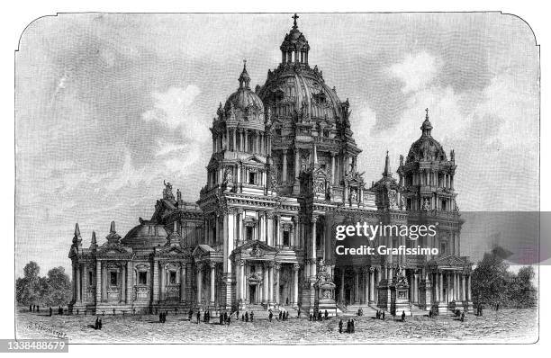 the berlin cathedral germany 1898 - berlin cathedral stock illustrations