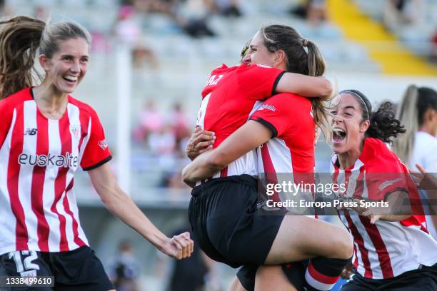 Garazi Murua Astorkiza of Athletic Club celebrates a goal with teammates during the spanish women league, Primera Iberdrola, football match played...