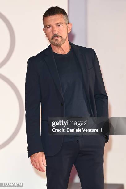 Antonio Banderas attends the red carpet of the "Filming Italy Award" during the 78th Venice International Film Festival on September 05, 2021 in...