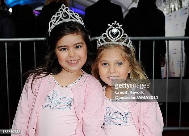 YouTube stars Sophia Grace Brownlee and Rosie Brownlie arrive at the 2011 American Music Awards held at Nokia Theatre L.A. LIVE on November 20, 2011...