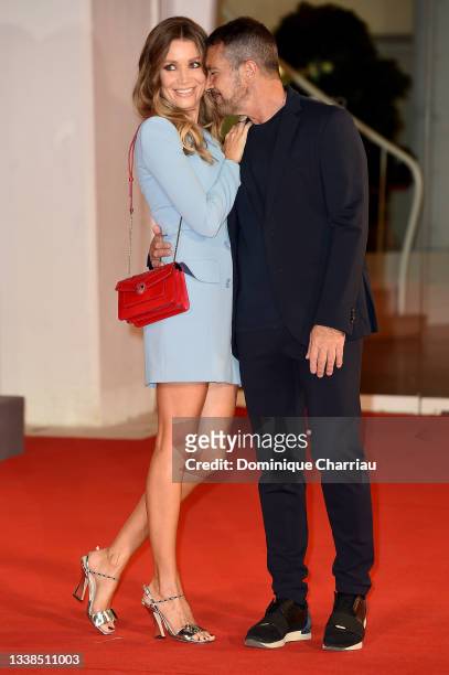 Nicole Kempel and Antonio Banderas attend the red carpet of the "Filming Italy Award" during the 78th Venice International Film Festival on September...