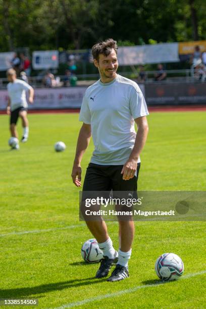 Felix Neureuther during the Bachmair Weissach VIP Charity Football Match at Stadion am Birkenmoos on September 05, 2021 in Rottach-Egern, Germany.