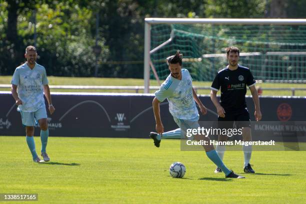 Martín Demichelis, Sandro Wagner and Felix Neureuther during the Bachmair Weissach VIP Charity Football Match at Stadion am Birkenmoos on September...