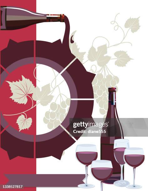 wine grapes infographic with copy space - wine bottle background stock illustrations