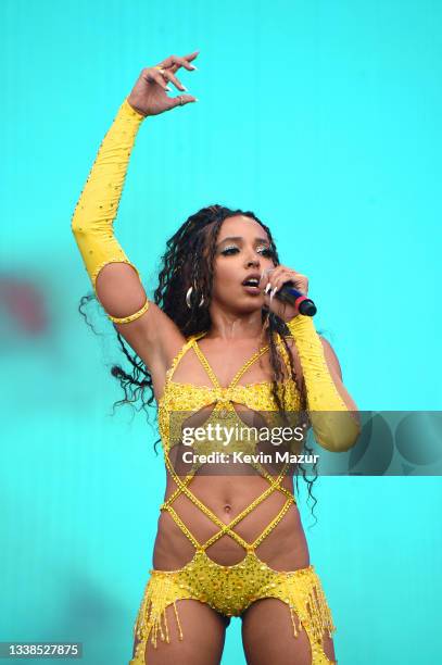 Tinashe performs during 2021 Made In America at Benjamin Franklin Parkway on September 05, 2021 in Philadelphia, Pennsylvania.