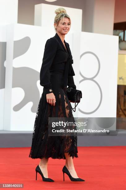 Camila Giorgi attends the red carpet of the movie "Illusions Perdues" during the 78th Venice International Film Festival on September 05, 2021 in...