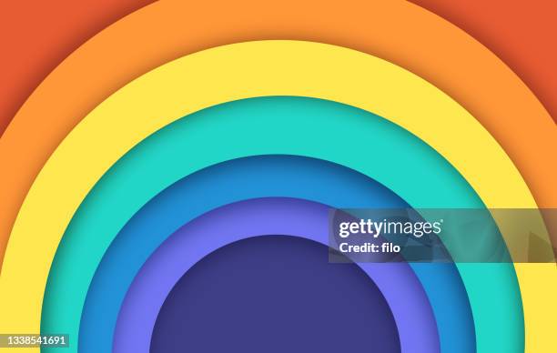 illustrations, cliparts, dessins animés et icônes de rainbow curve circles calques d’arrière-plan abstraits - paper cut