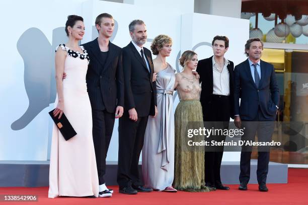 Jeanne Balibar, Benjamin Voisin, Xavier Giannoli, Cécile de France, Salomé Dewaels, Vincent Lacoste and Louis-Do de Lencquesaing attend the red...