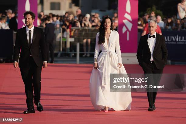 Laetitia Eido and Pierre Rochefort attend the "City Of Lies" red carpet during the 47th Deauville American Film Festival on September 05, 2021 in...