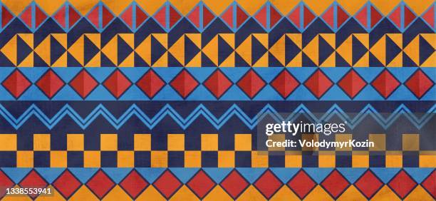 traditional african horizontal pattern in geometric style - desert background stock illustrations