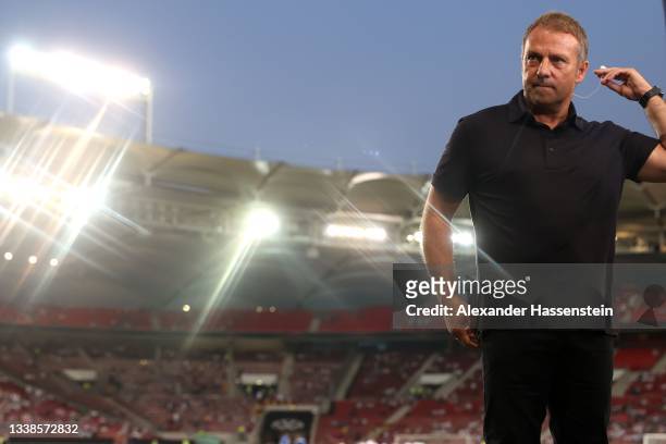 Hans-Dieter Flick, head coach of Germany looks on prior to the 2022 FIFA World Cup Qualifier match between Germany and Armenia at Mercedes-Benz Arena...