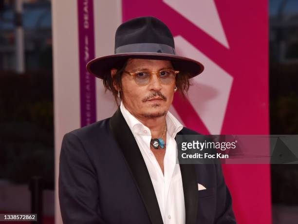 Actor Johnny Depp attends the "City Of Lies" Red Carpet during the 47th Deauville American Film Festival on September 05, 2021 in Deauville, France.