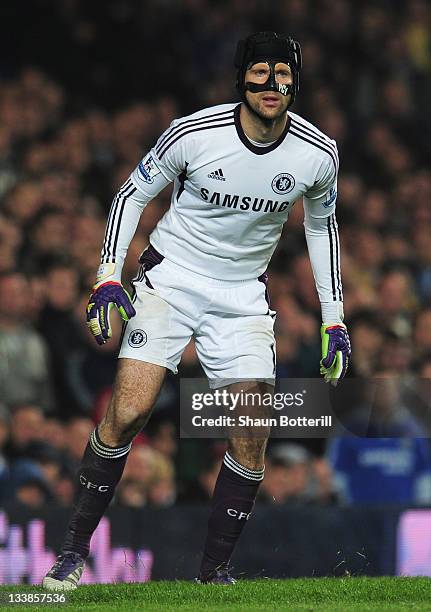 Goalkeeper Petr Cech of Chelsea looks on during the Barclays Premier League match between Chelsea and Liverpool at Stamford Bridge on November 20,...