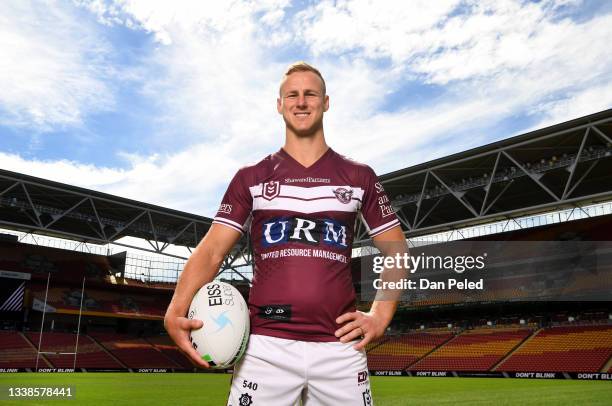 Manly-Warringah Sea Eagles captain Daly Cherry-Evans poses for photos during the 2021 NRL Finals series launch at Suncorp Stadium on September 06,...