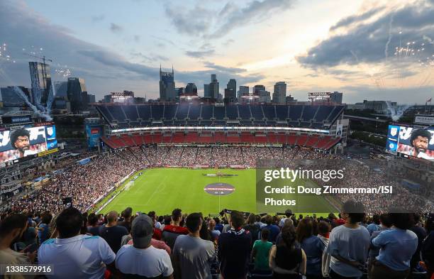 General view during a 2022 World Cup qualifying game between Canada and the United States at Nissan Stadium on September 5, 2021 in Nashville,...