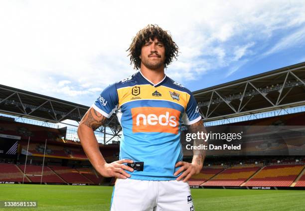 Gold Coast Titans captain Kevin Proctor poses for photos during the 2021 NRL Finals series launch at Suncorp Stadium on September 06, 2021 in...