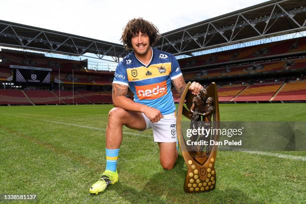 Gold Coast Titans captain Kevin Proctor poses for photos during the 2021 NRL Finals series launch at Suncorp Stadium on September 06, 2021 in...
