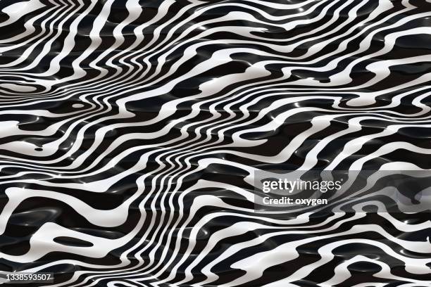 abstract geometric distirted wave background. black and white 3d swirl objects shapes. minimalism still life style - white morph stock pictures, royalty-free photos & images