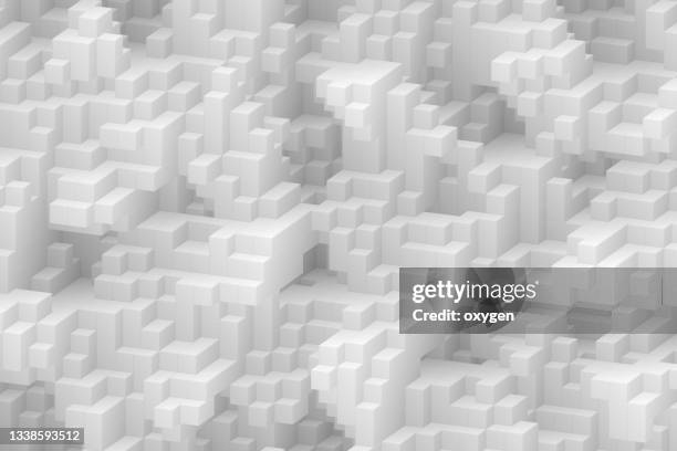 3d abstract polygonal white cubes shapes pattern backgrounds - white cubes stock pictures, royalty-free photos & images