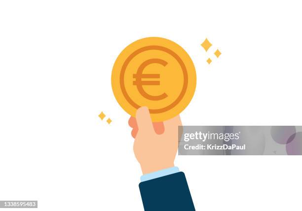 euro coin - euro in hand stock illustrations