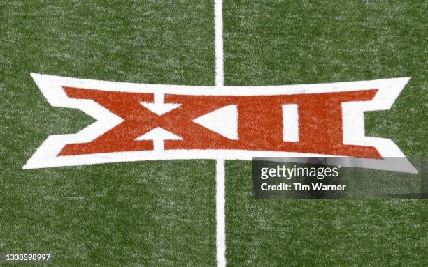 Big 12 logo is seen on the turf before the game between the Texas Longhorns and the Louisiana Ragin' Cajuns at Darrell K Royal-Texas Memorial Stadium...
