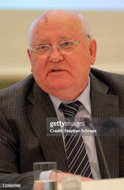 Mikhail Gorbachev attends the Mikhail Gorbachev Award 2012 press conference, at Hotel Adlon on November 21, 2011 in Berlin, Germany.