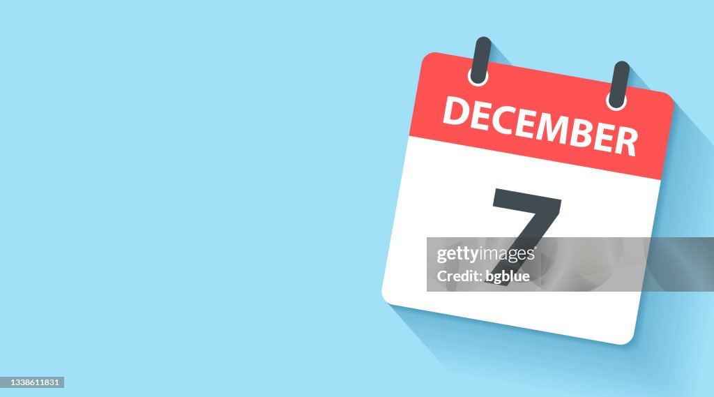 December 7 - Daily Calendar Icon in flat design style