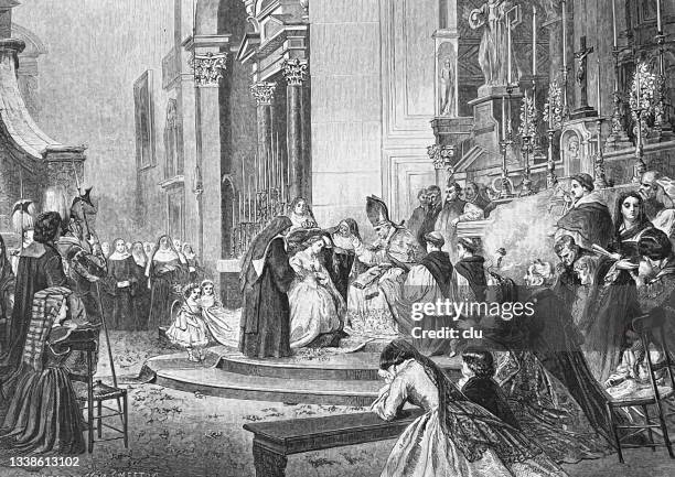reception of a nun in the vatican, rome - vatican city stock illustrations