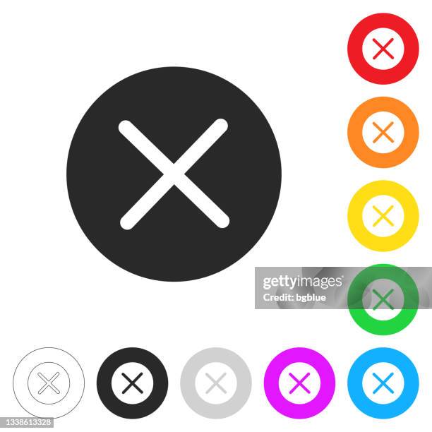 cross mark. flat icons on buttons in different colors - refusing cash stock illustrations