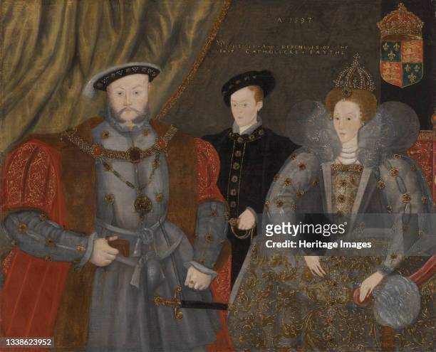 Henry VIII, Elizabeth I, and Edward VI, 1597. Artist Unknown.