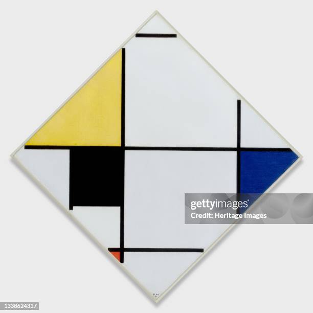 Lozenge Composition with Yellow, Black, Blue, Red, and Gray, 1921. Artist Piet Mondrian.