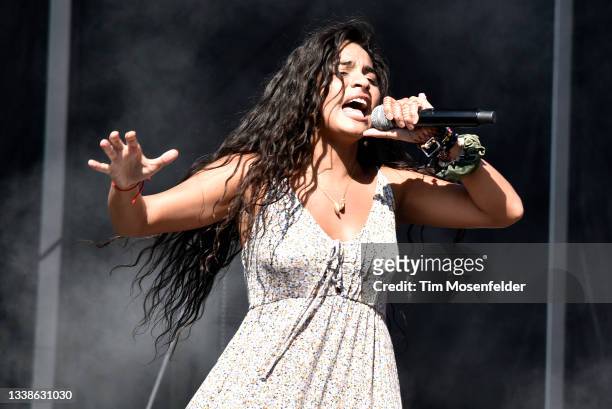 Jesse Reyez performs during the 2021 BottleRock Napa Valley music festival at Napa Valley Expo on September 05, 2021 in Napa, California.