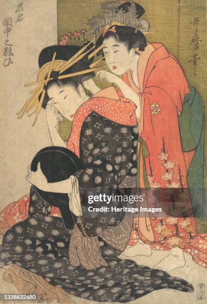 The Oiran Yoso-oi Seated at Her Toilet, circa 1799. Artist Kitagawa Utamaro.