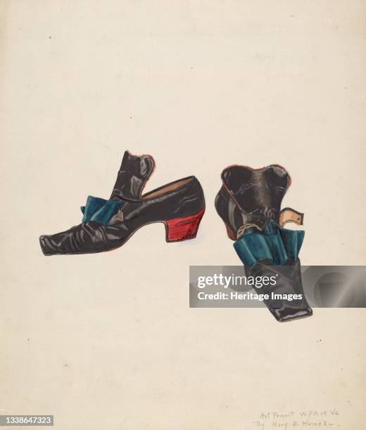 Man's Slippers, 1935/1942. Artist Mary E Humes.
