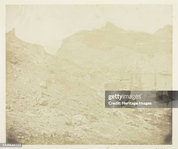 Remains of Old Genoese Castle above the Harbour of Balaklava, 1855. Scene from the Crimean War. Albumen print. Artist James Robertson.