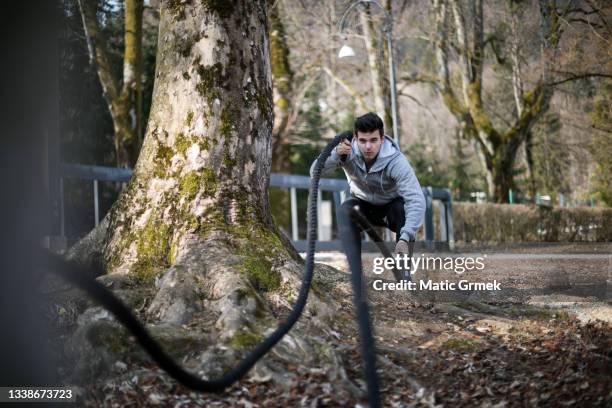 Using Battle Ropes Outside Battle Ropes Outside Photos and Premium High Res Pictures - Getty Images
