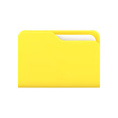 Yellow business folder 3d icon. Volumetric plastic file with documentation