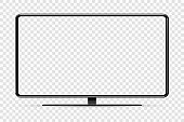 Trendy realistic thin frame monitor mock up with blank white screen isolated. JPG. Vector illustration.