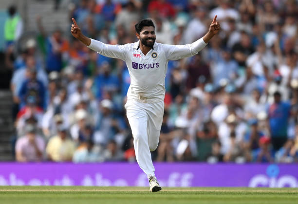 Ravindra Jadeja of India celebrates dismissing Moeen Ali of England during day five of the Fourth LV= Insurance Test Match between England and India...