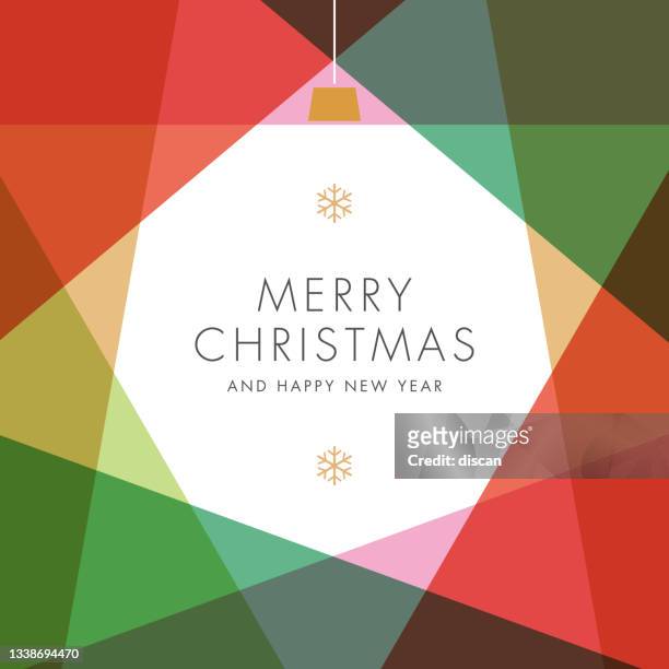 happy holidays card mit weihnachtsbaumkugel. - lichterkette dekoration stock-grafiken, -clipart, -cartoons und -symbole