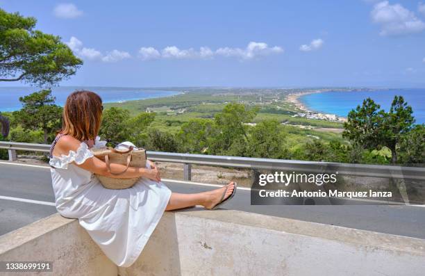 woman sin in a view point - southbound stock pictures, royalty-free photos & images