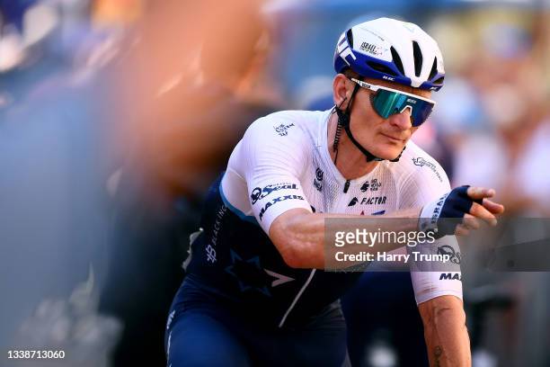 André Greipel of Germany and Team Israel Start-Up Nation after the 17th Tour of Britain 2021, Stage 2 a 183.9km stage from Sherford to Exeter /...