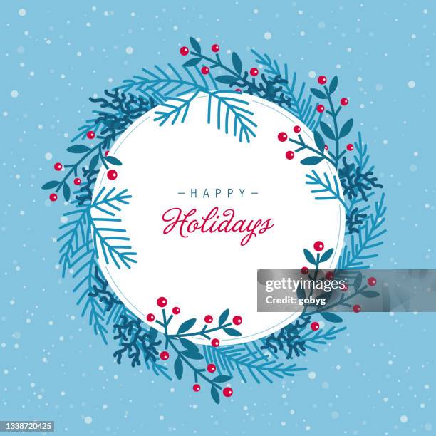 ilustrações de stock, clip art, desenhos animados e ícones de winter holiday blank round frame background - cartao de natal