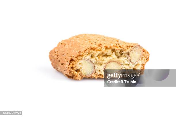 italian cantuccini cookie with almond filling. studio shot, isolated on white background. - biscotti stock pictures, royalty-free photos & images