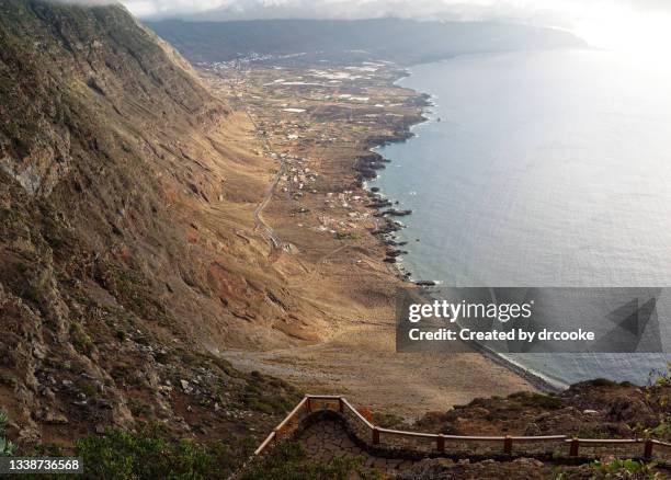 general view of the western coast of el hierro from the viewpoint of la peña - hierro stock pictures, royalty-free photos & images