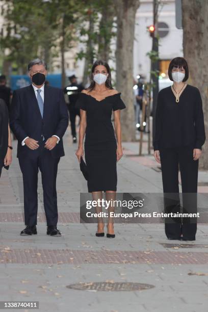 Queen Letizia poses with the Minister of Science and Innovation, Diana Morant, on her arrival at the delivery of the "Retina ECO Awards", on...