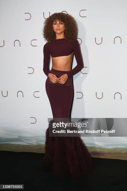 Actress Zendaya attends the "Dune" photocall At Le Grand Rex on September 06, 2021 in Paris, France.