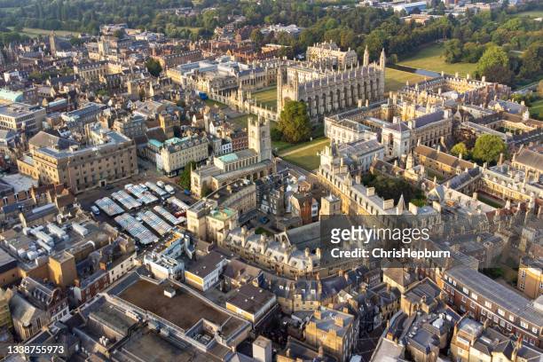 aerial view of cambridge, uk - cambridge england stock pictures, royalty-free photos & images